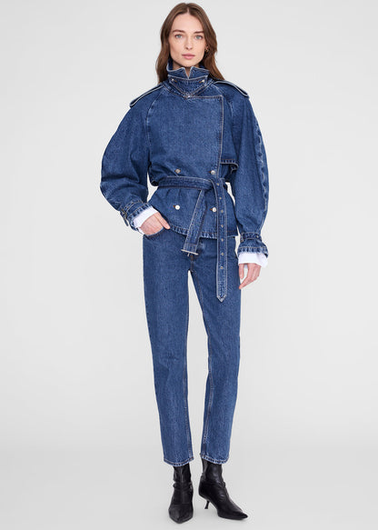 ANINE BING Pascale Denim Trench In Clean Indigo - image 1