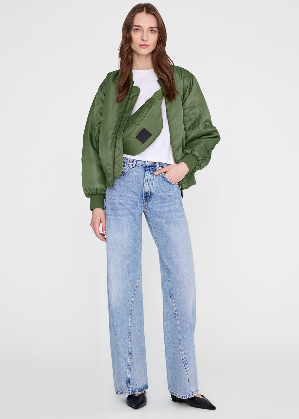 Leon Small Waist Bag Nylon In Army Green by ANINE BING - view 1