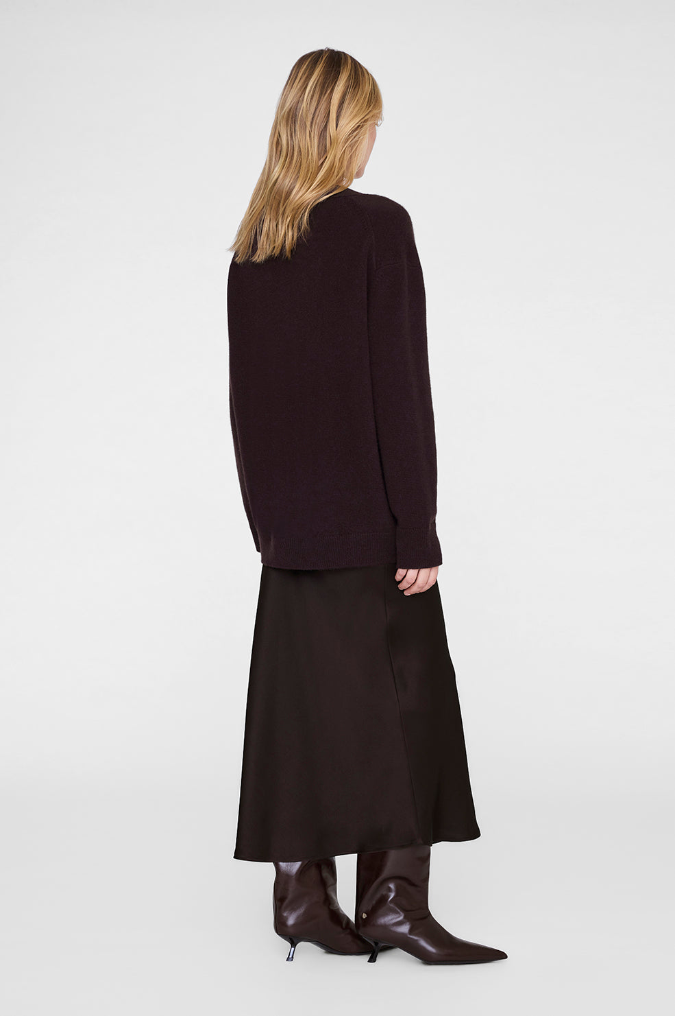 BAR SILK SKIRT - DEEP BROWN