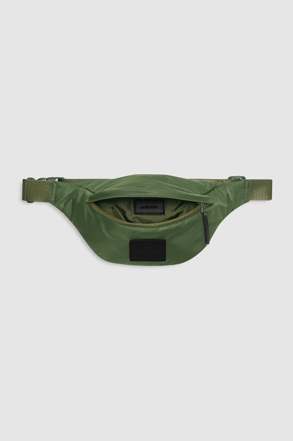 Leon Small Waist Bag Nylon In Army Green by ANINE BING - view 4