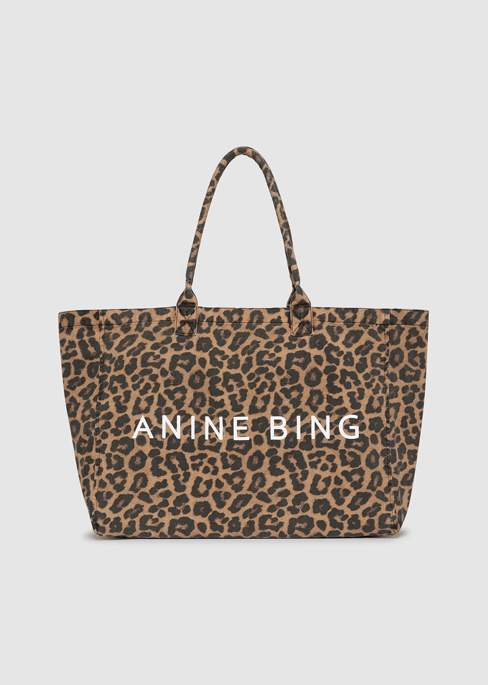 LEO CANVAS TOTE - BLACK & BROWN LEOPARD