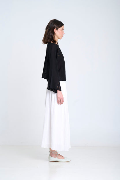 BOATNECK RAGLEN SLEEVE KNITTED SWEATER IN BLACK