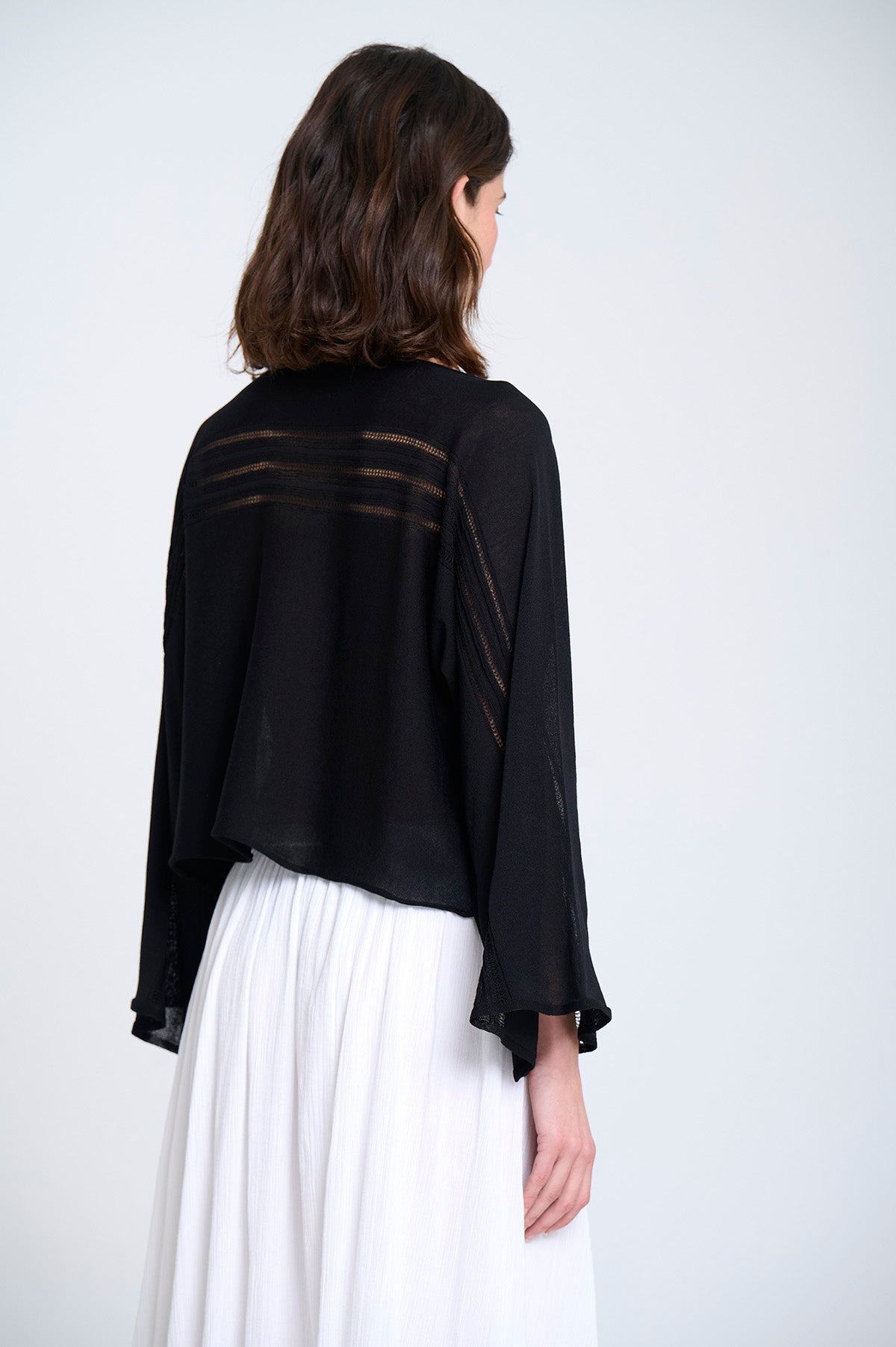 BOATNECK RAGLEN SLEEVE KNITTED SWEATER IN BLACK