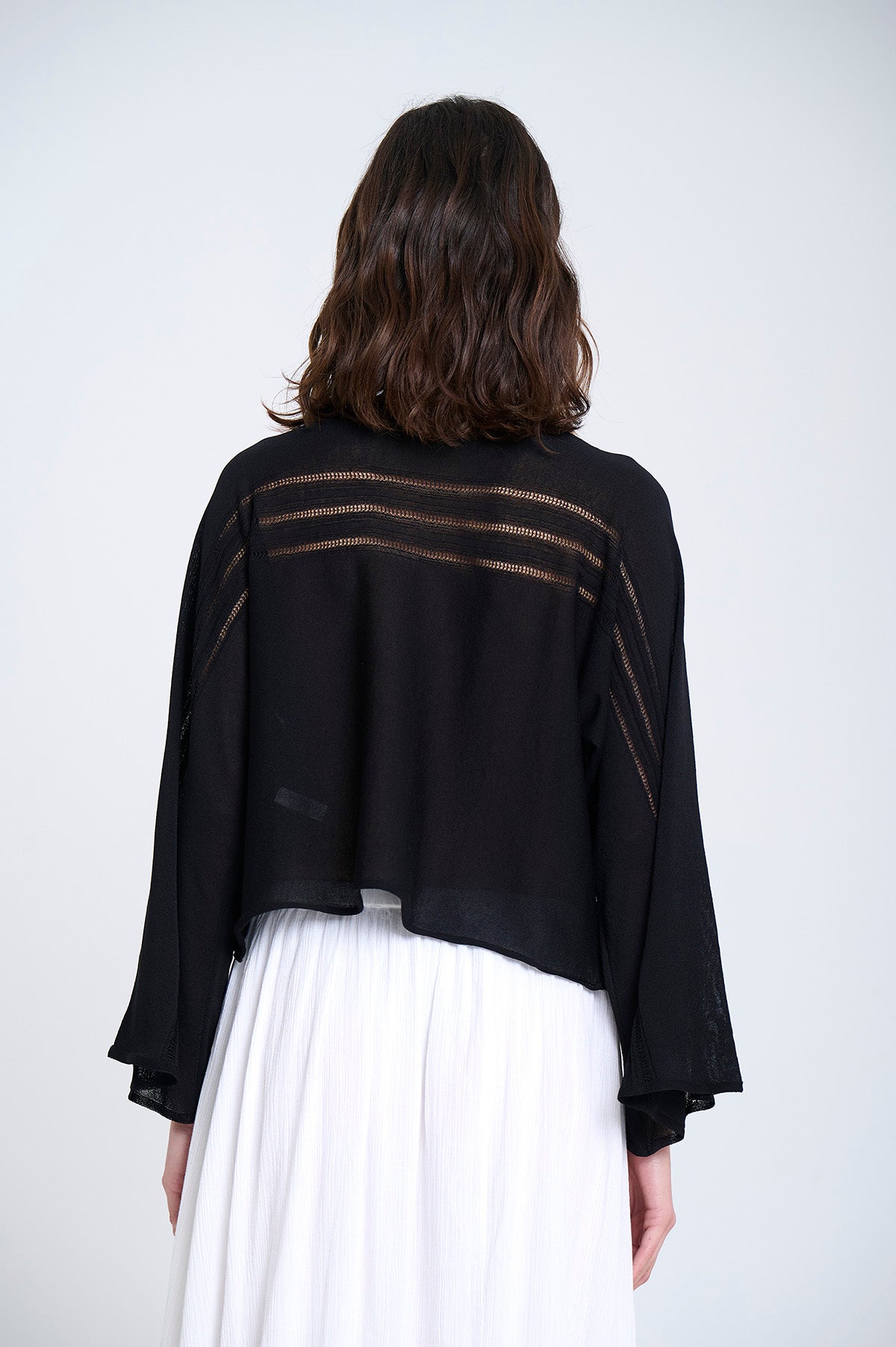 BOATNECK RAGLEN SLEEVE KNITTED SWEATER IN BLACK