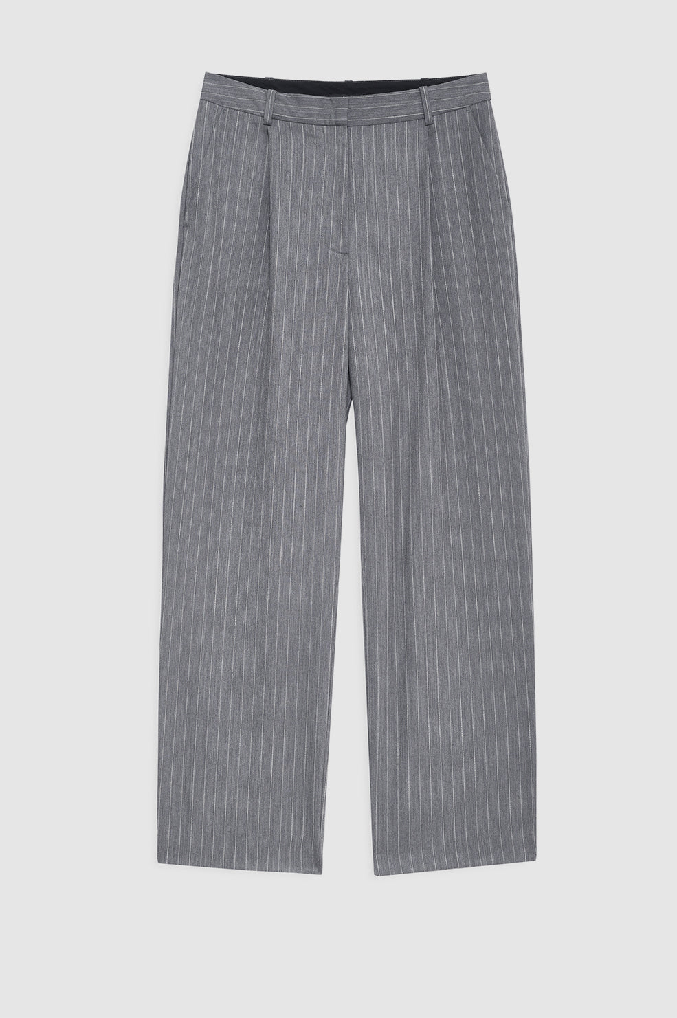 TRENT CROPPED TROUSER - LIGHT GREY PINSTRIPE