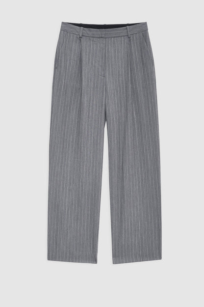 TRENT CROPPED TROUSER - LIGHT GREY PINSTRIPE