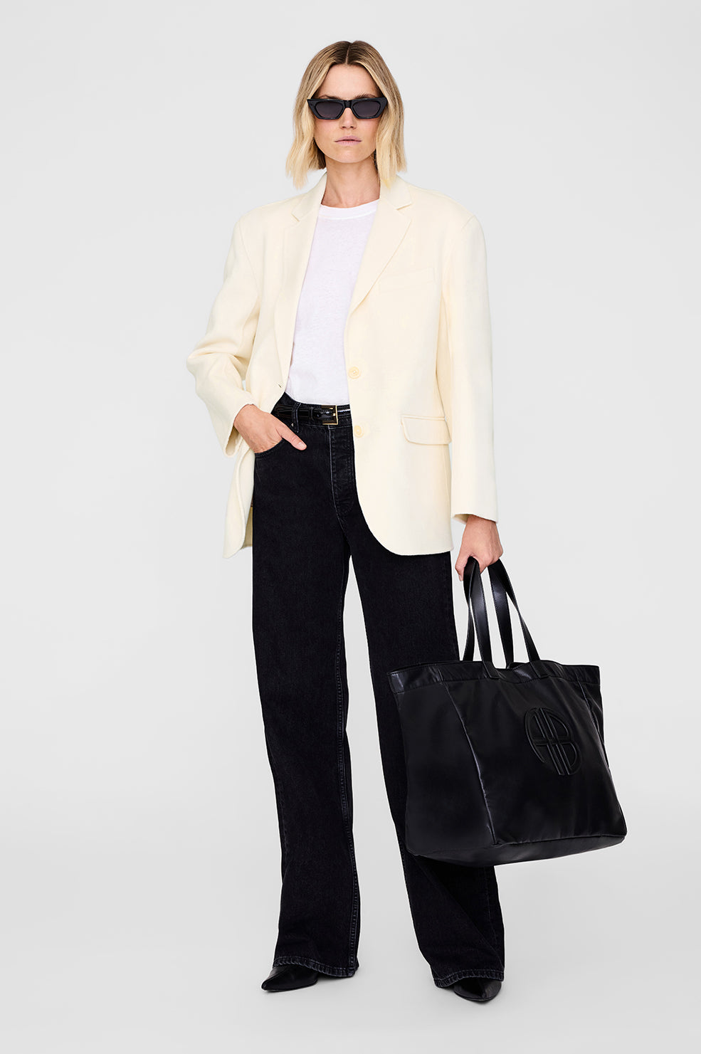 LARGE RIO TOTE - BLACK RECYCLED LEATHER