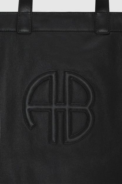 LARGE RIO TOTE - BLACK RECYCLED LEATHER