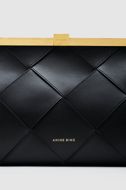 ANINE CLUTCH BRAIDED LEATHER IN BLACK