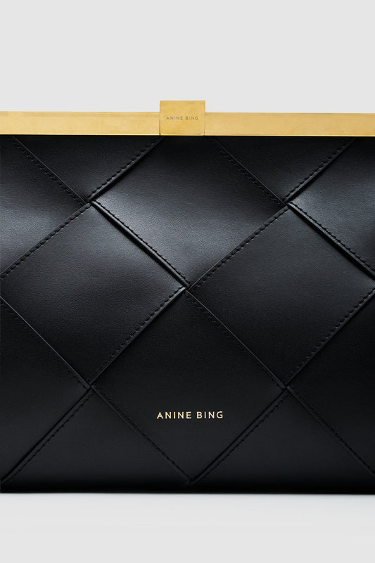ANINE CLUTCH BRAIDED LEATHER IN BLACK