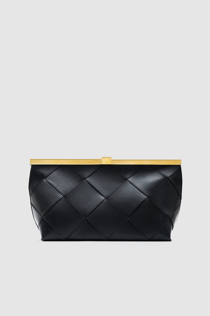 ANINE CLUTCH BRAIDED LEATHER IN BLACK