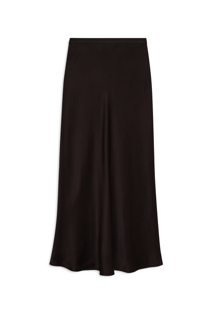 BAR SILK SKIRT - DEEP BROWN