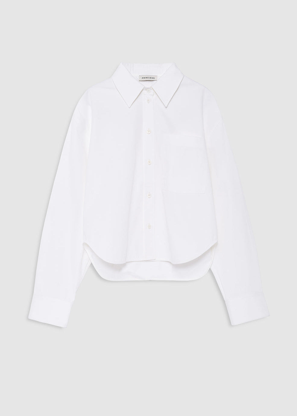 ANINE BING Scott Cropped Cotton Shirt In White - image 1