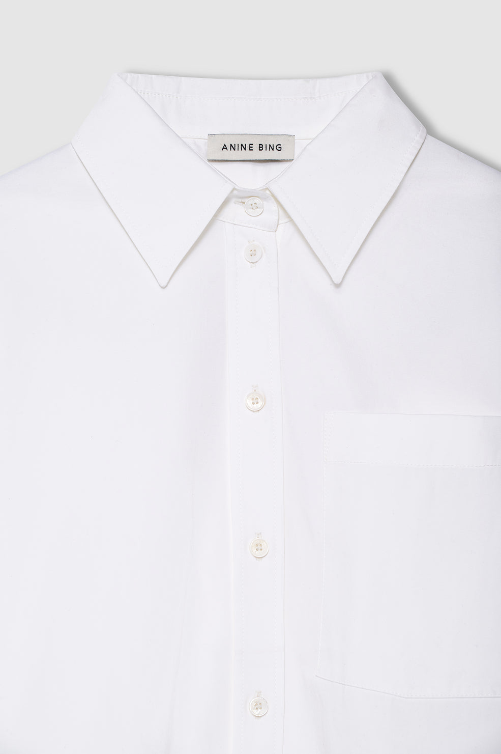 ANINE BING Scott Cropped Cotton Shirt In White - image 2