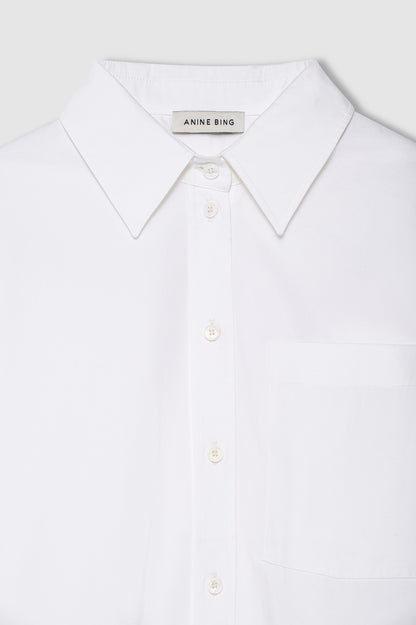 ANINE BING Scott Cropped Cotton Shirt In White - image 2