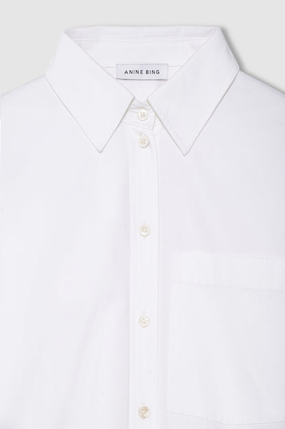 ANINE BING Scott Cropped Cotton Shirt In White - image 4