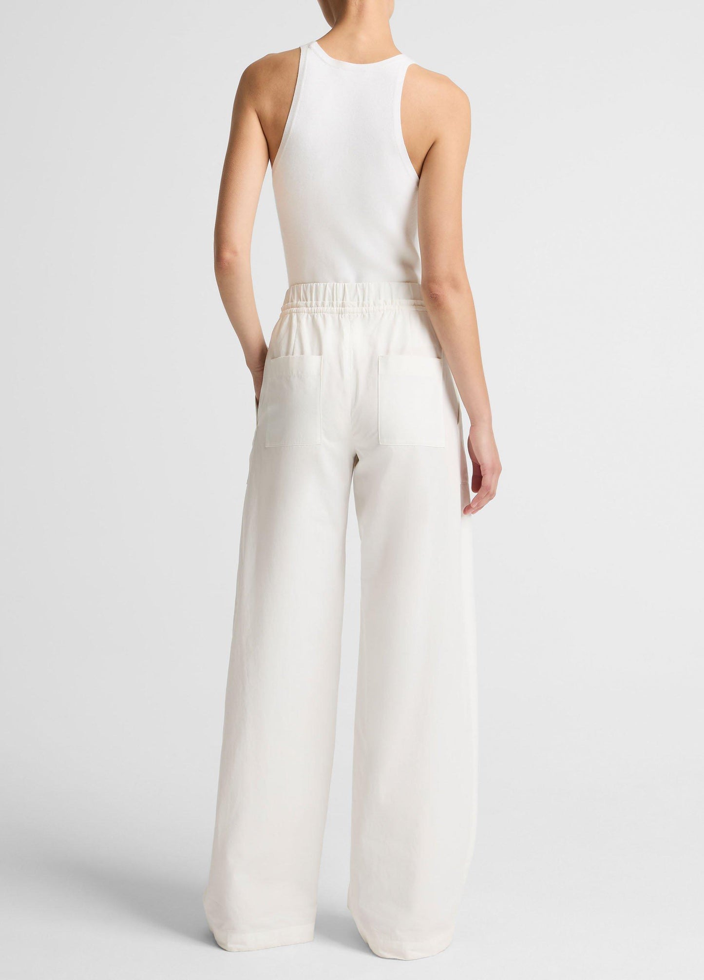 MID RISE COTTON DRAWSTRING PANT OFF WHITE