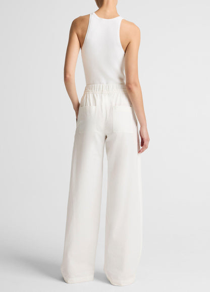 MID RISE COTTON DRAWSTRING PANT OFF WHITE