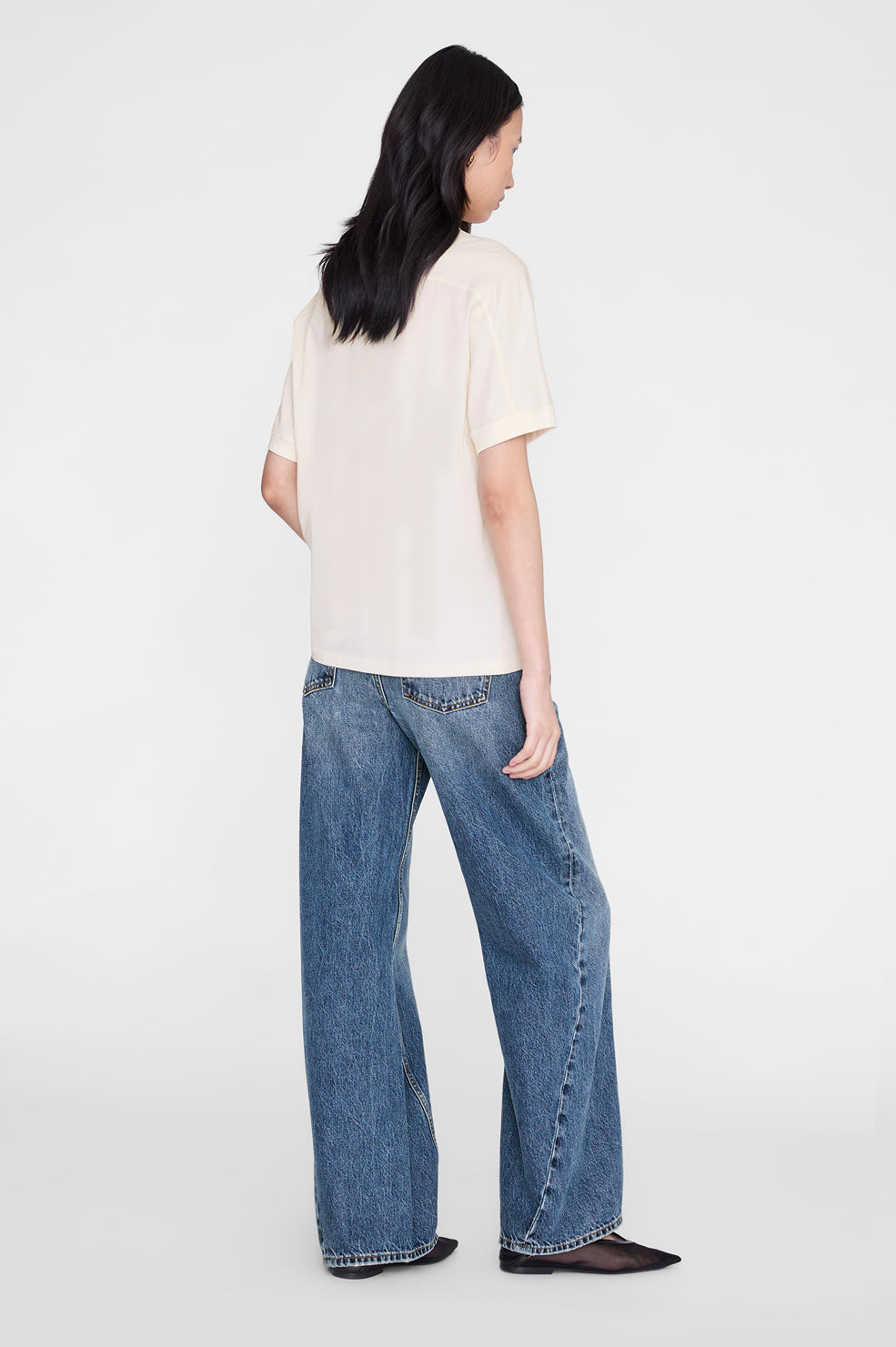 Jaylin Tee Collegiate In Cream by ANINE BING - view 5