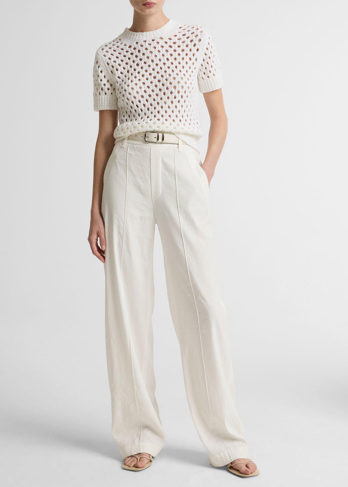 Joan High Rise Pull-On Linen Pant Off White by Vince - view 1