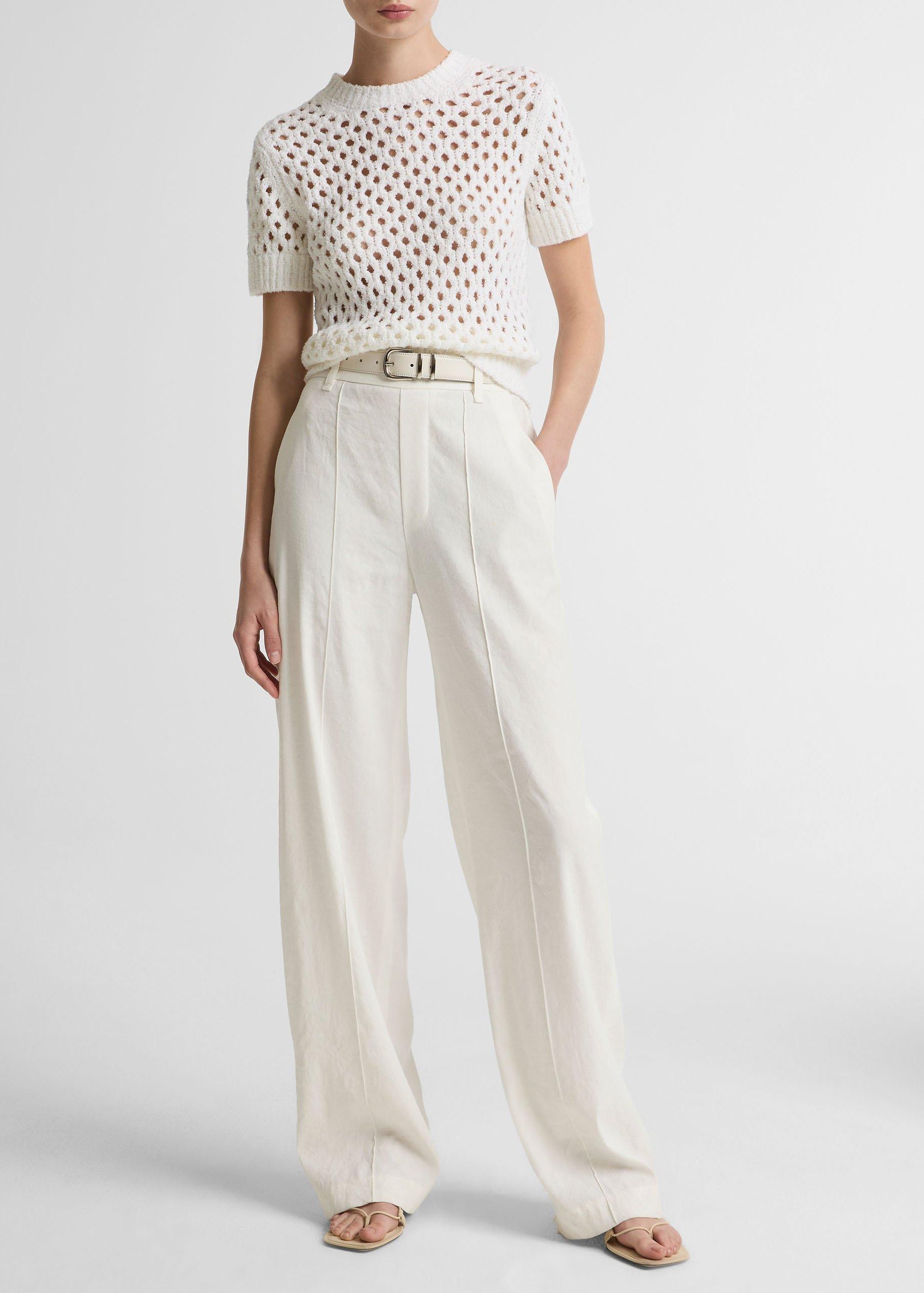 Joan High Rise Pull-On Linen Pant Off White by Vince - view 1