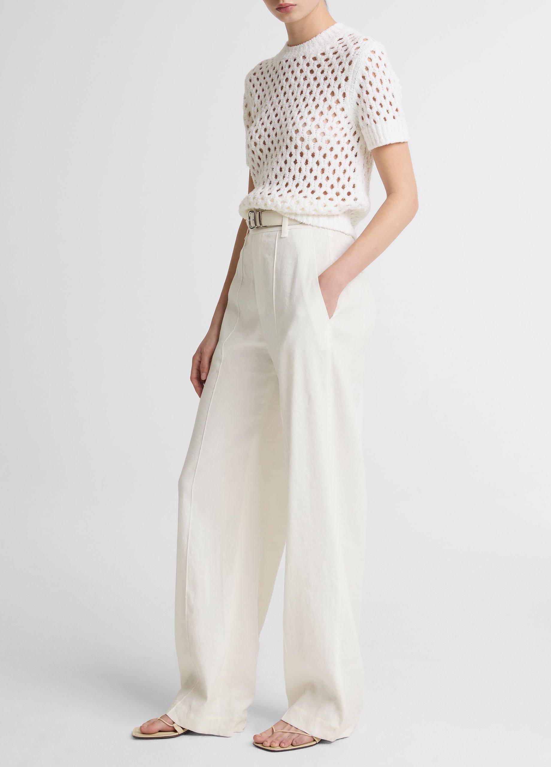 Joan High Rise Pull-On Linen Pant Off White by Vince - view 2