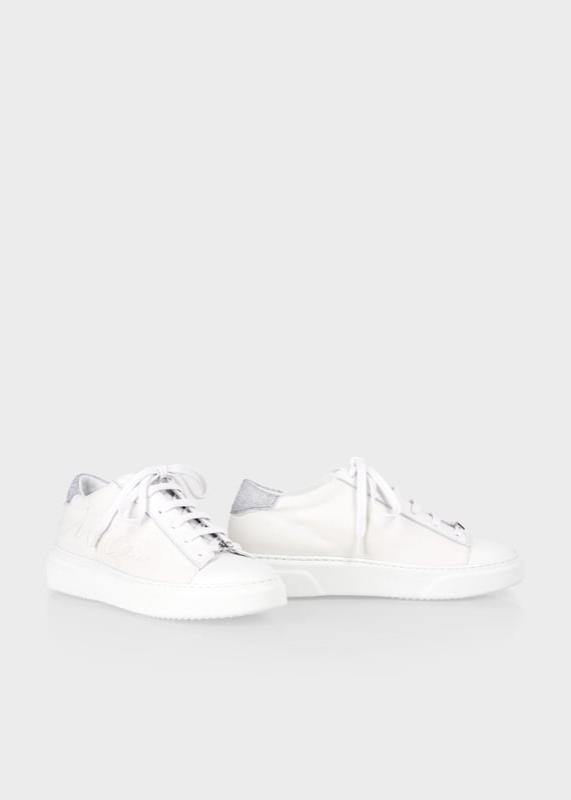 CLASSIC WHITE TRAINERS WITH MC LOGO DETAIL