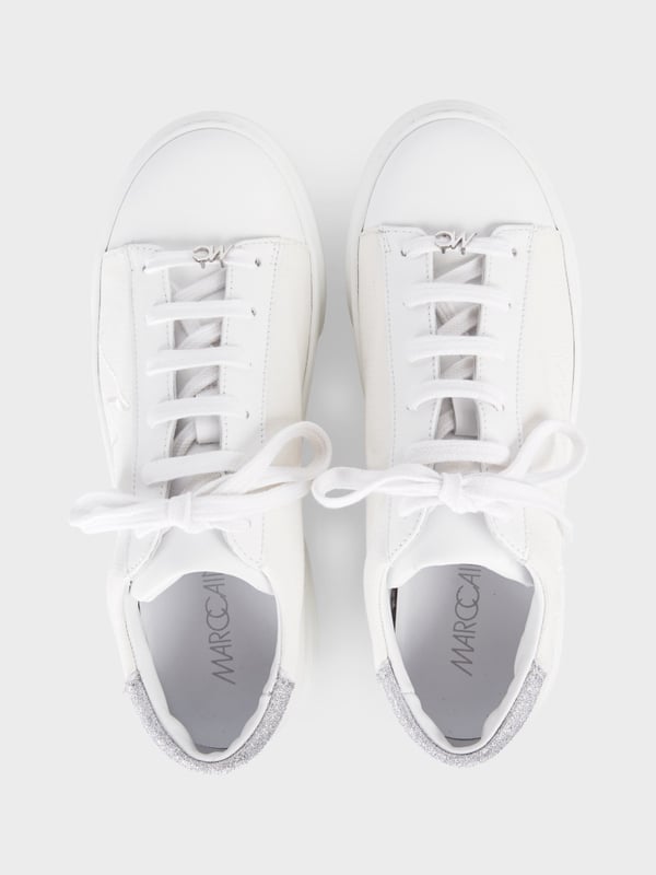 CLASSIC WHITE TRAINERS WITH MC LOGO DETAIL