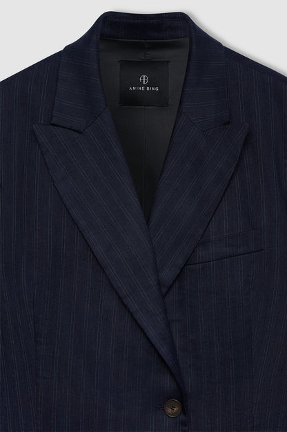ARETHA BLAZER NAVY PINSTRIPE BLAZER