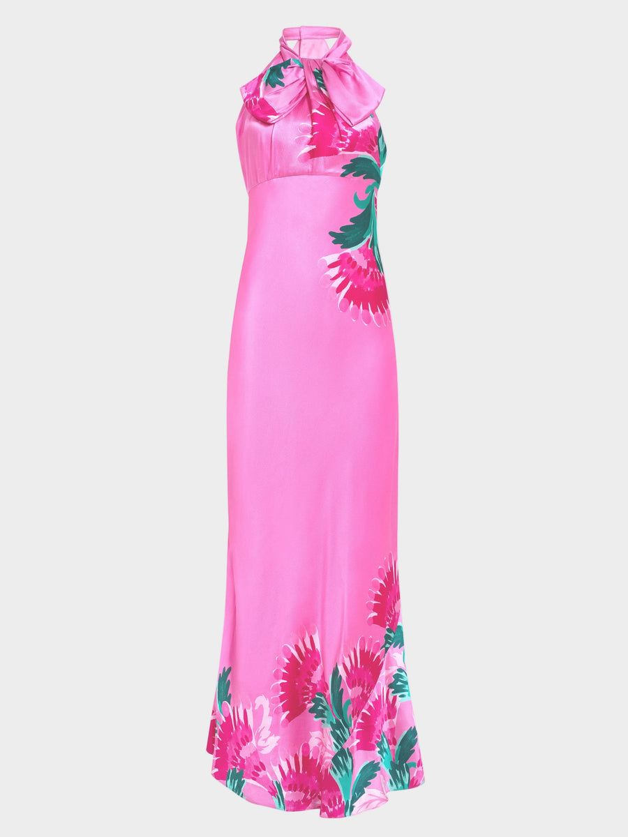 SUZETTE LONG DRESS PHLOX FEATHER PLMT