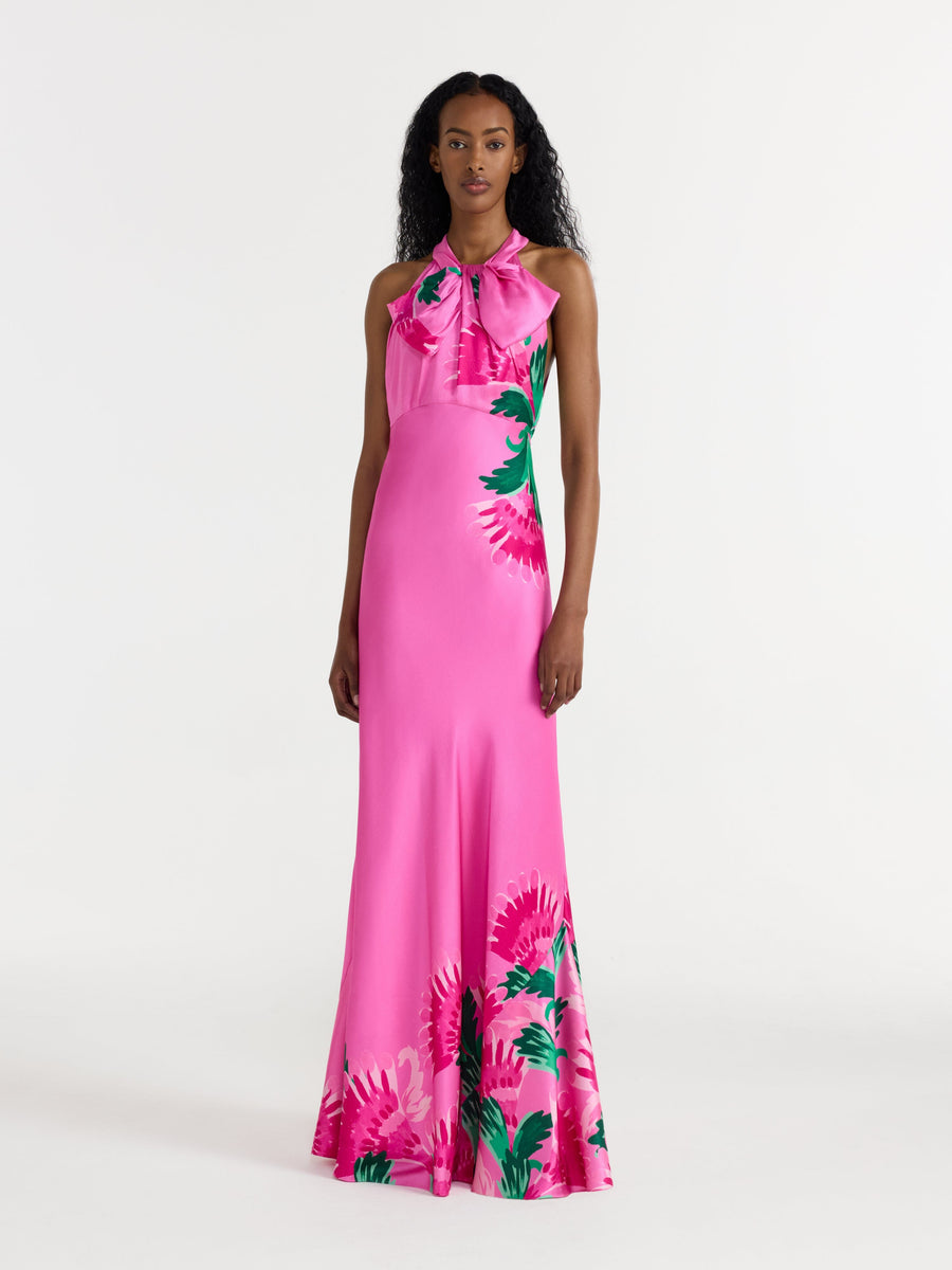SUZETTE LONG DRESS PHLOX FEATHER PLMT