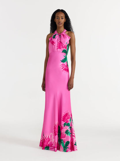 SUZETTE LONG DRESS PHLOX FEATHER PLMT