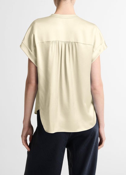 GATHERED NK CAP SLV BLOUSE CREME
