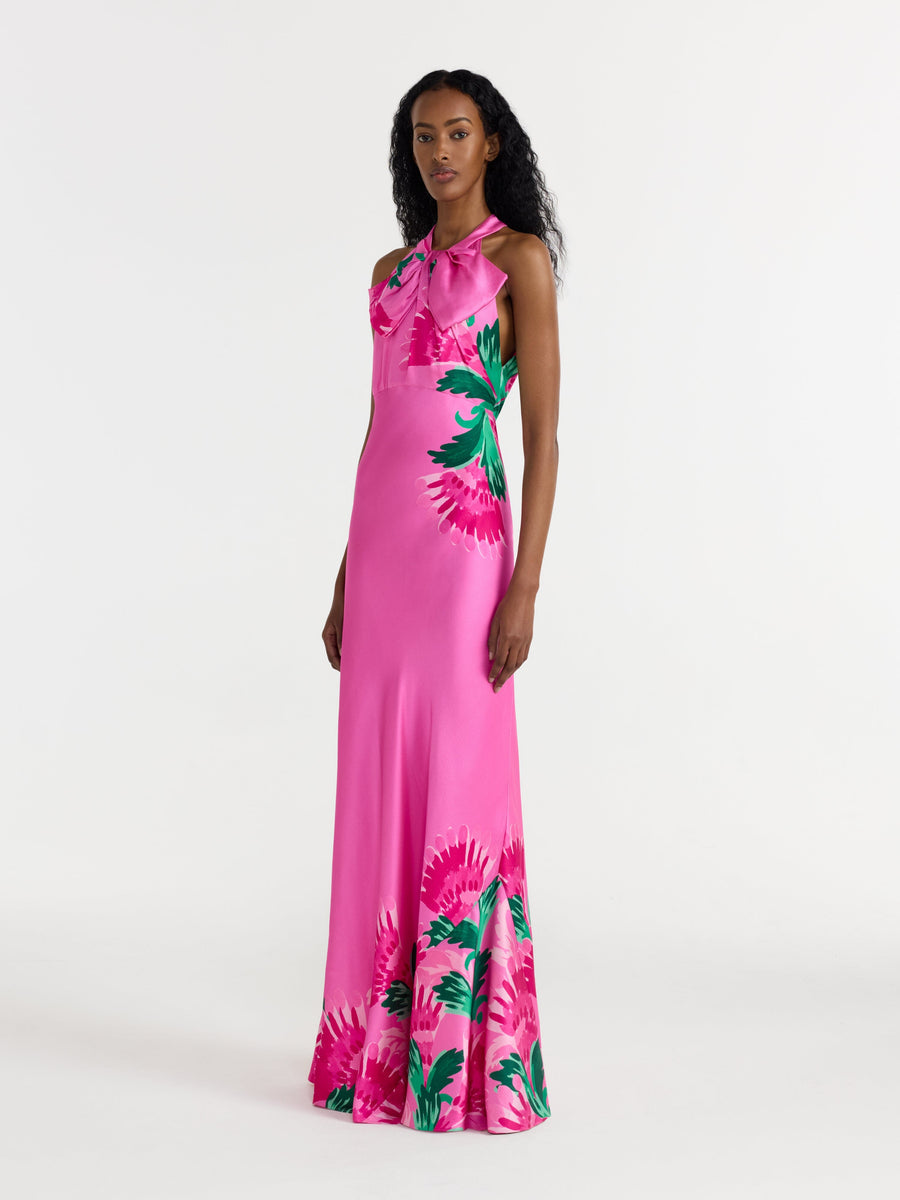 SUZETTE LONG DRESS PHLOX FEATHER PLMT