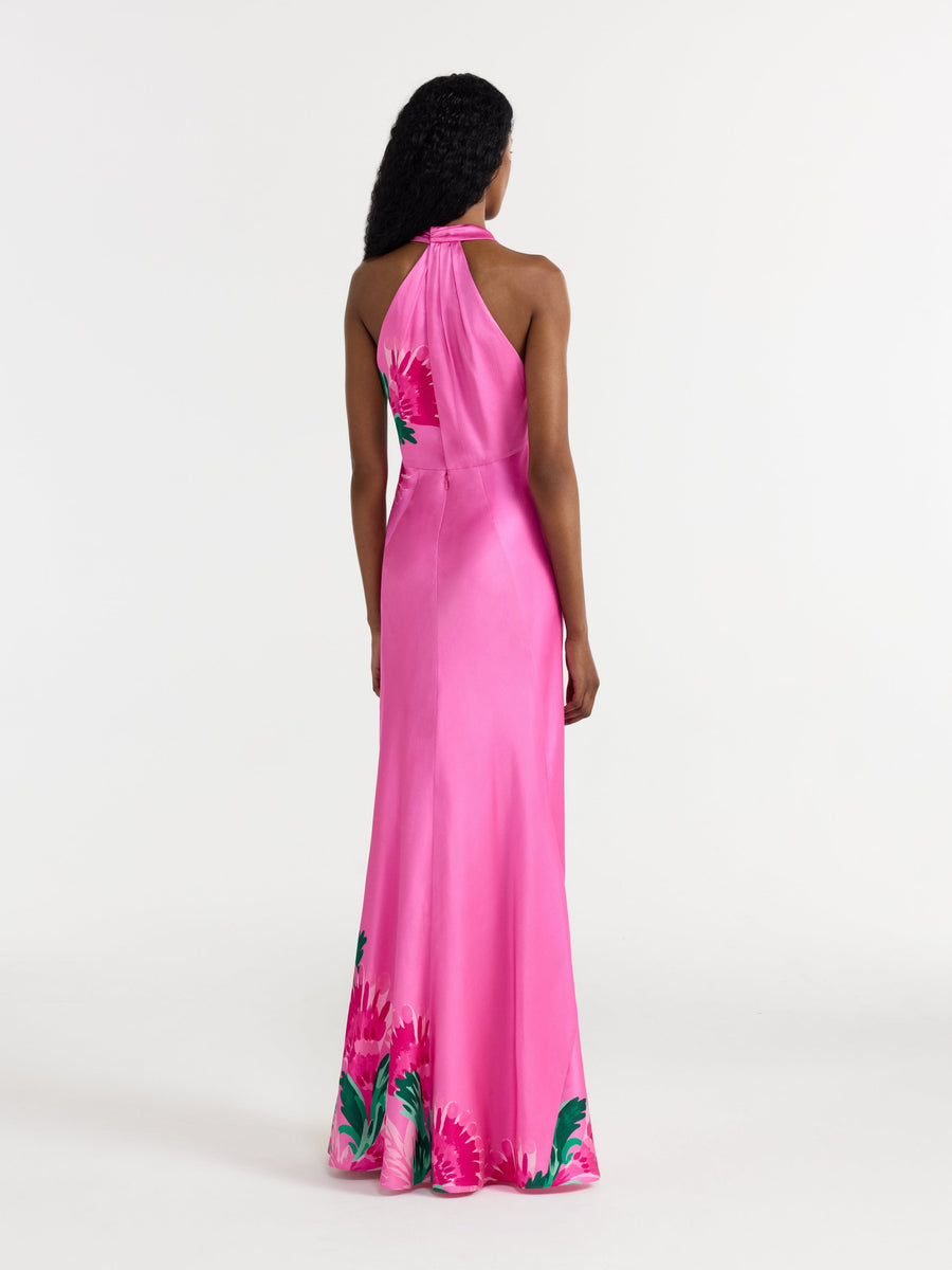 SUZETTE LONG DRESS PHLOX FEATHER PLMT