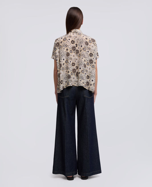 FLORAL PRINT SILK SHORT-SLEEVE SHIRT MOD. 5451