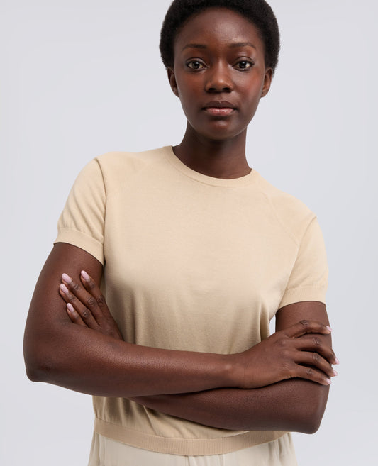 PURE COTTON CREWNECK KNITTED T-SHIRT MOD. 3222