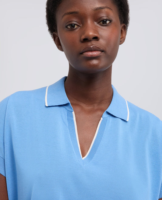 PURE COTTON V-NECK COLLAR KNIT MOD. 3224
