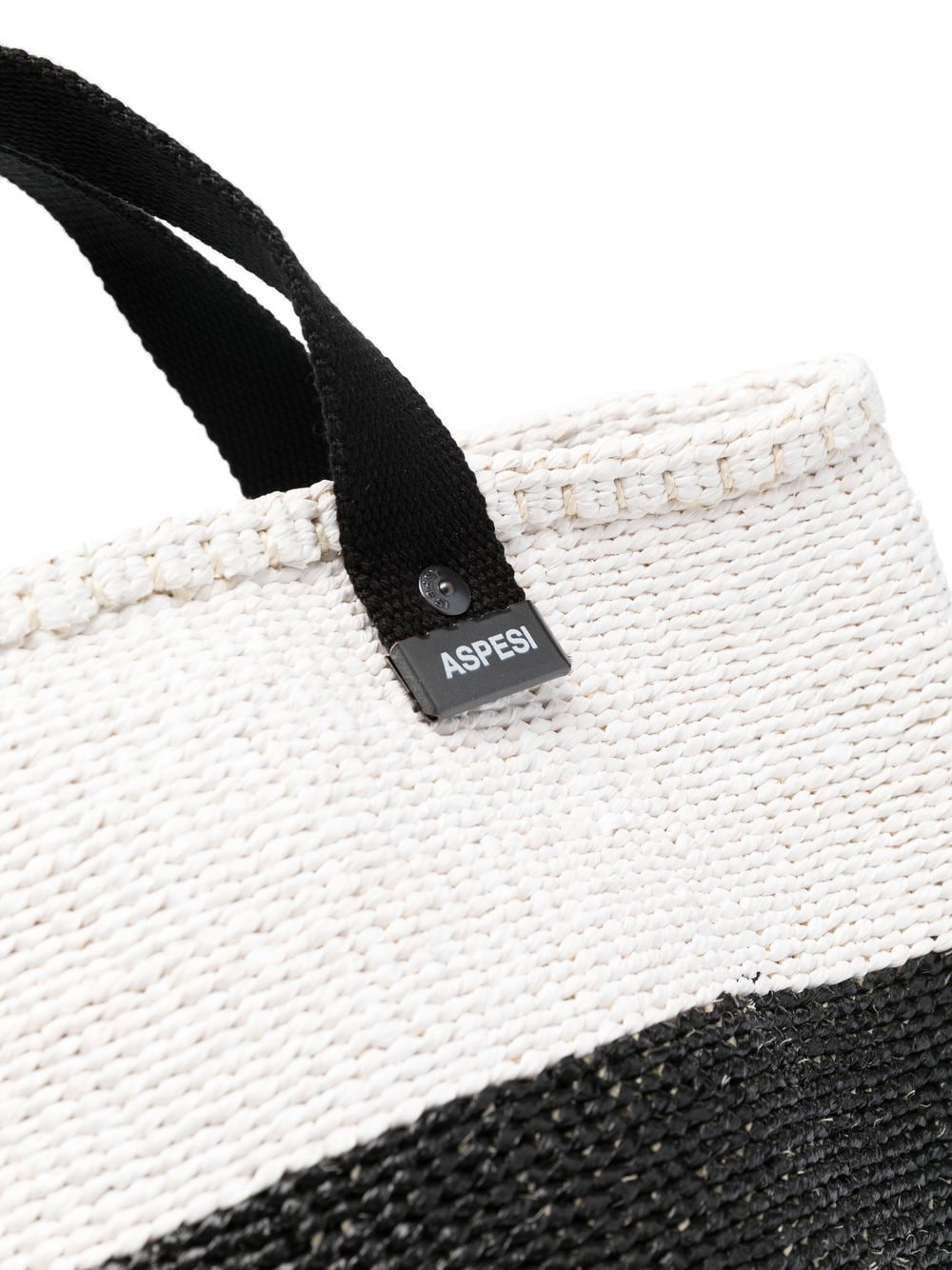 Two-tone woven-raffia tote bag