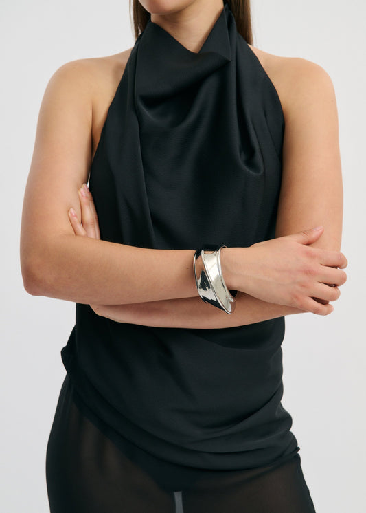 June Medium Bangle In Rhodium Silver by Anna Rossi Jewellery - view 1