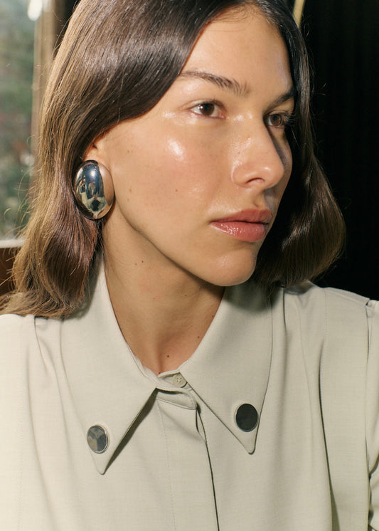 Ovale Earring In Rhodium Silver by Anna Rossi Jewellery - view 1