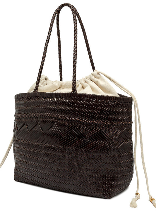 Paloma Plaited Leather Tote Bag Chocolate by Gianni Chiarini - exclusive to MOYA