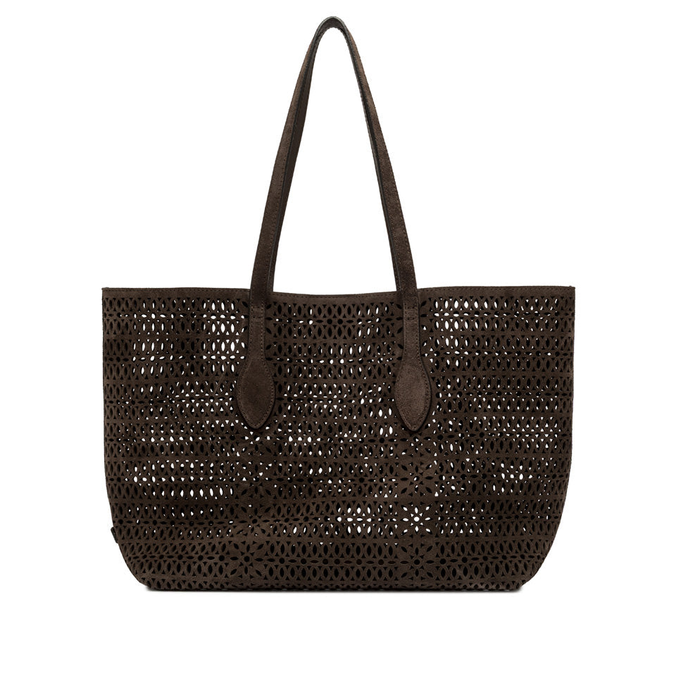 Mashup Suede Laser Cut Tote Bag Moka by Gianni Chiarini - exclusive to MOYA