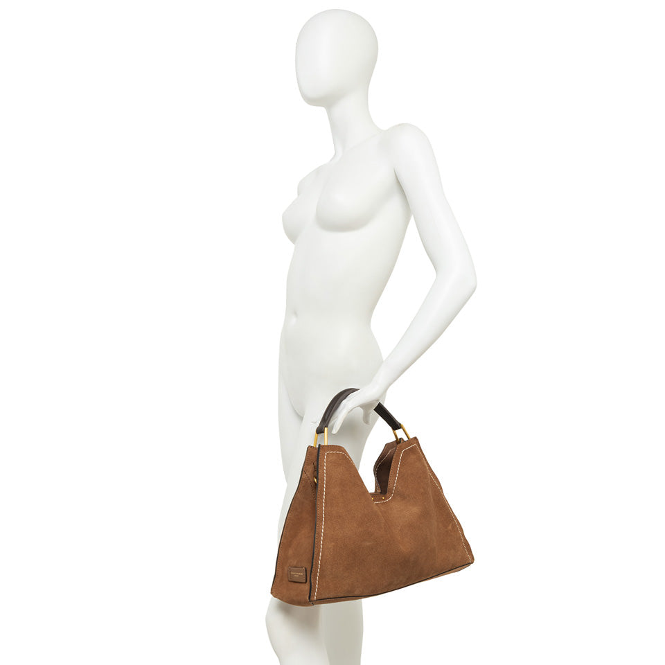 AURORA SUEDE HANDBAG CARAMEL