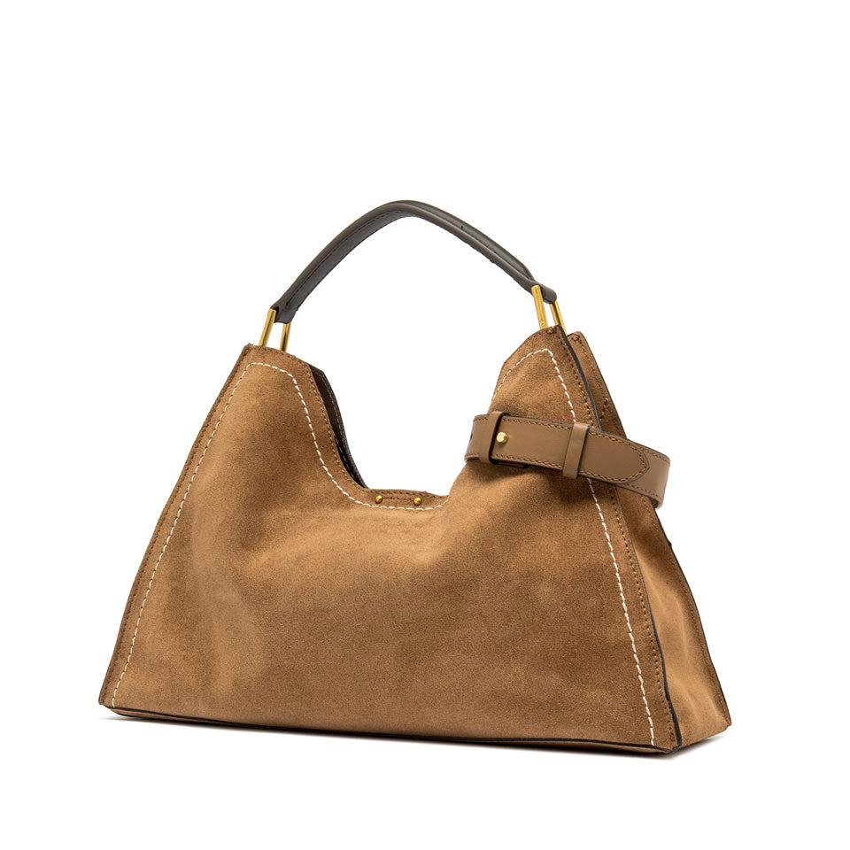AURORA SUEDE HANDBAG CARAMEL