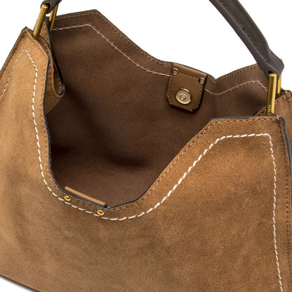 AURORA SUEDE HANDBAG CARAMEL