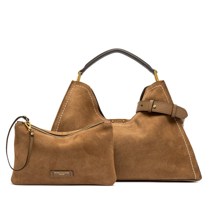 AURORA SUEDE HANDBAG CARAMEL