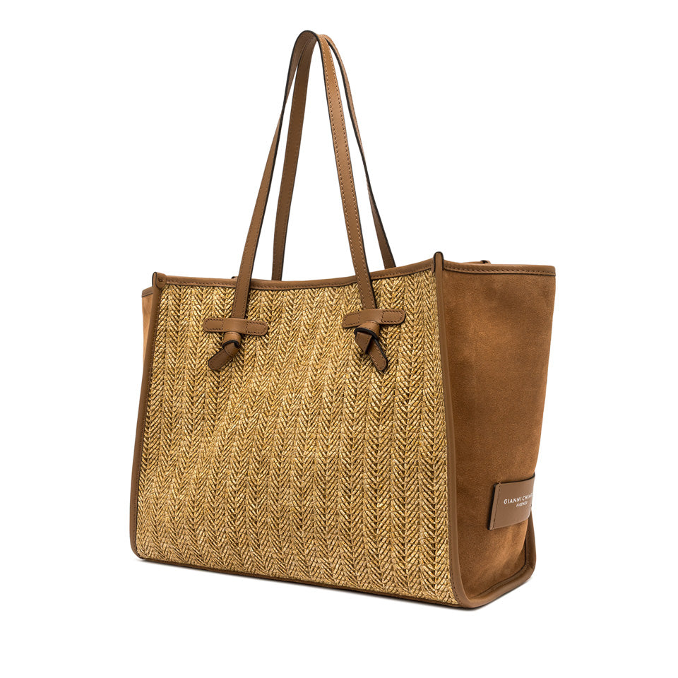 MARCELLA BAG COOKIE RAFFIA & SUEDE