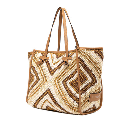 MARCELLA BAG CUOIO RAFFIA