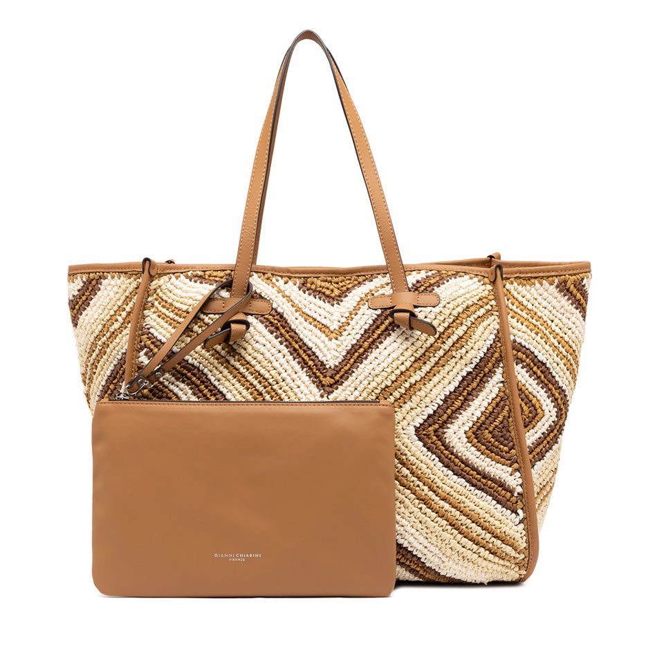 MARCELLA BAG CUOIO RAFFIA